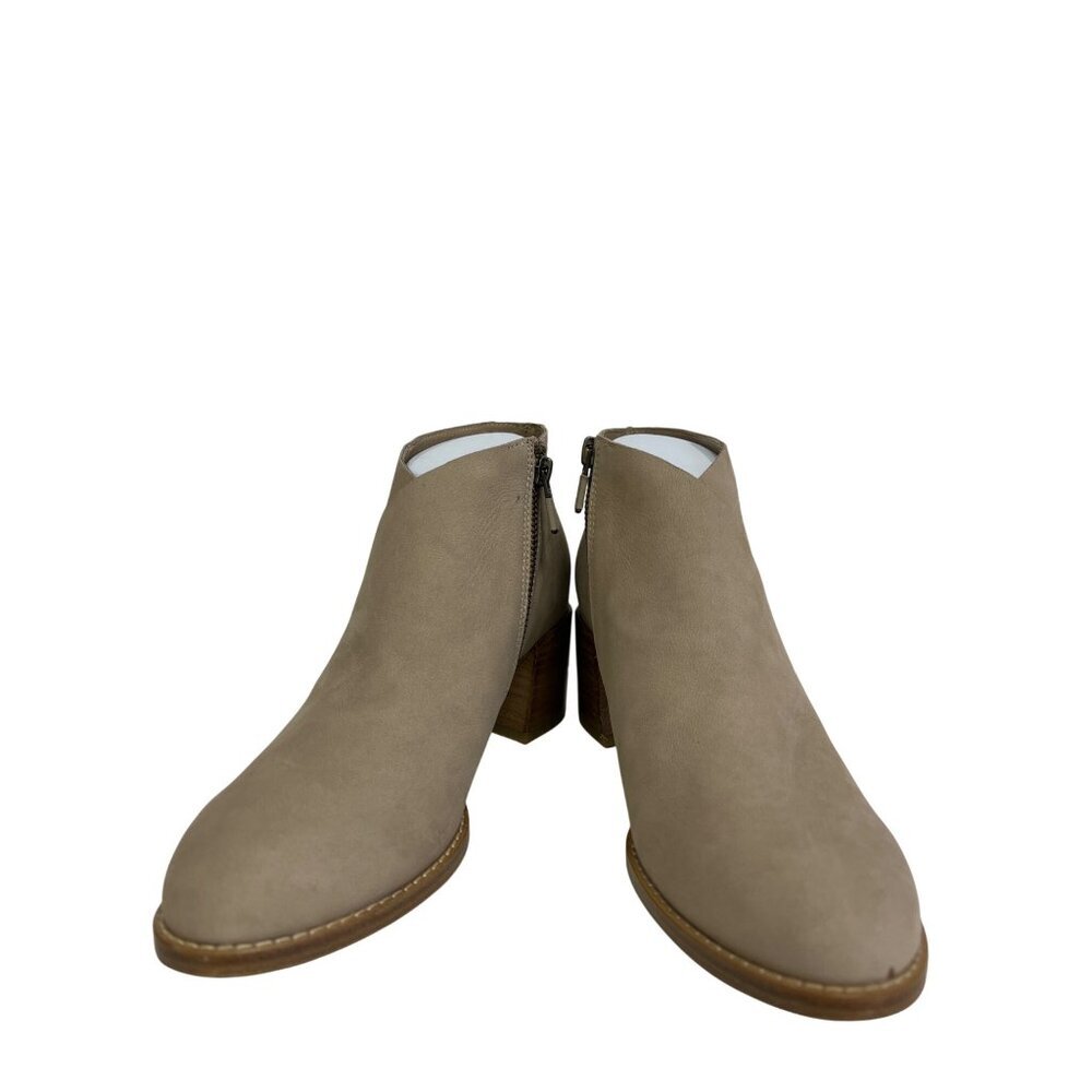 Eileen Fisher Taupe Suede Side-Zip Ankle Booties - Picture 3 of 9